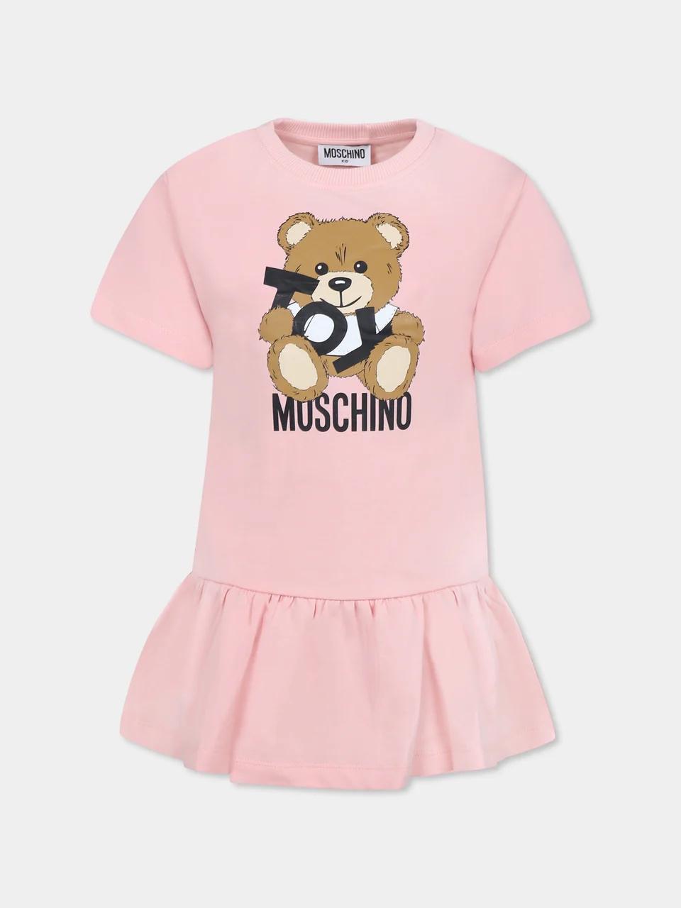 Abito Teddy bear con ruches HDV0GBLCA19 50209A MOSCHINO KID 