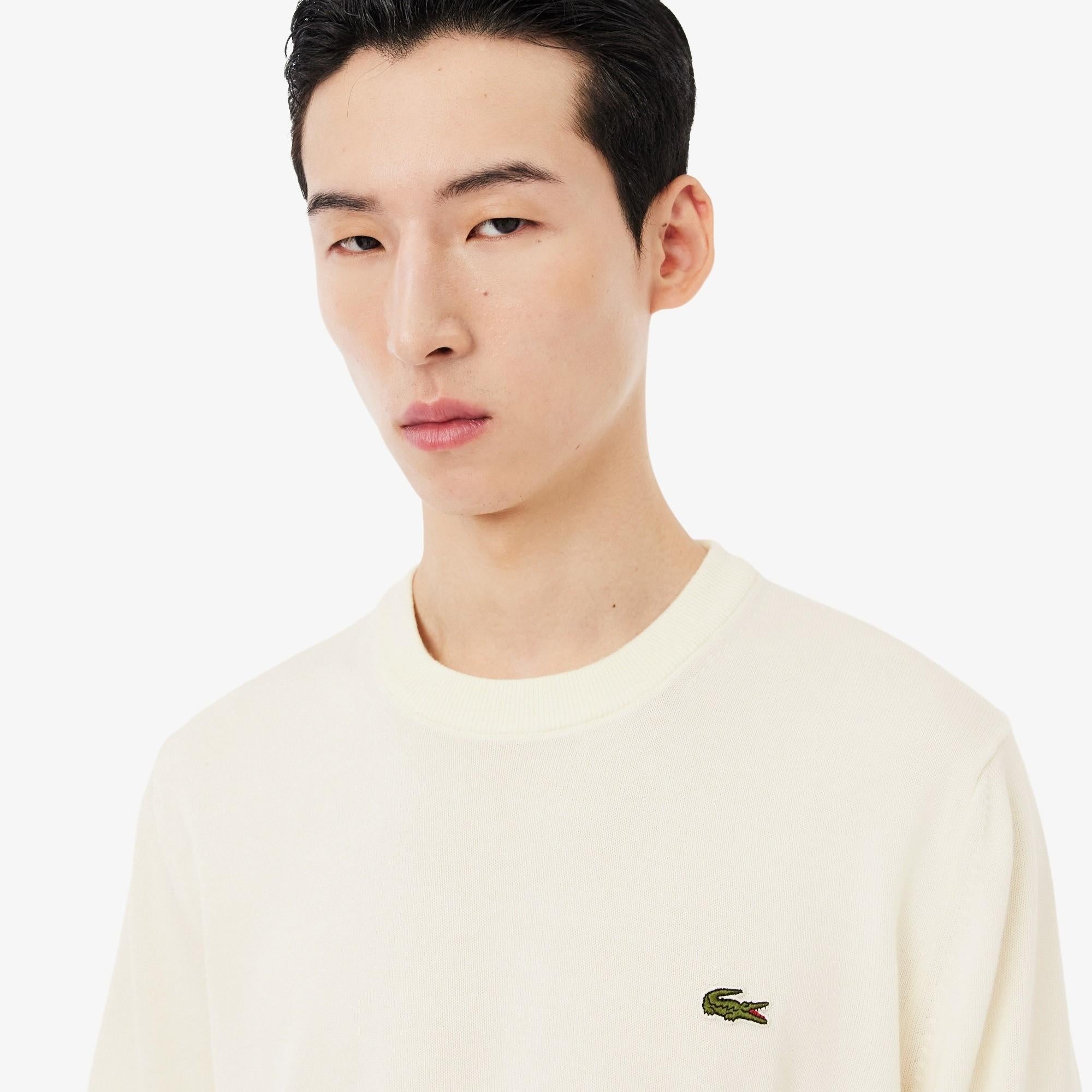 Pullover girocollo monocromatico in cotone AH1985 70V LACOSTE 