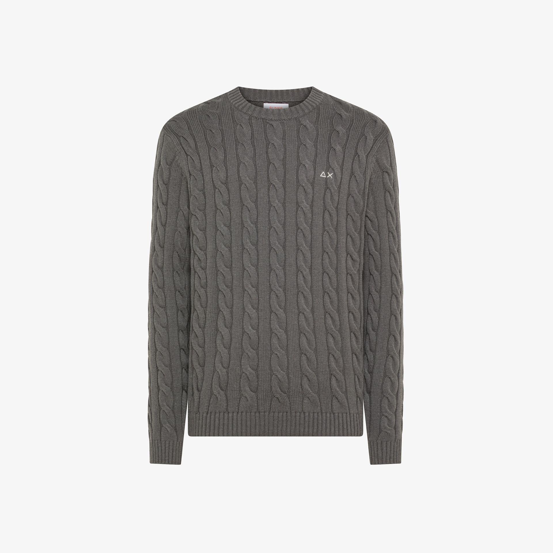 Maglia girocollo in misto lana a trecce K45138 47 SUN68 