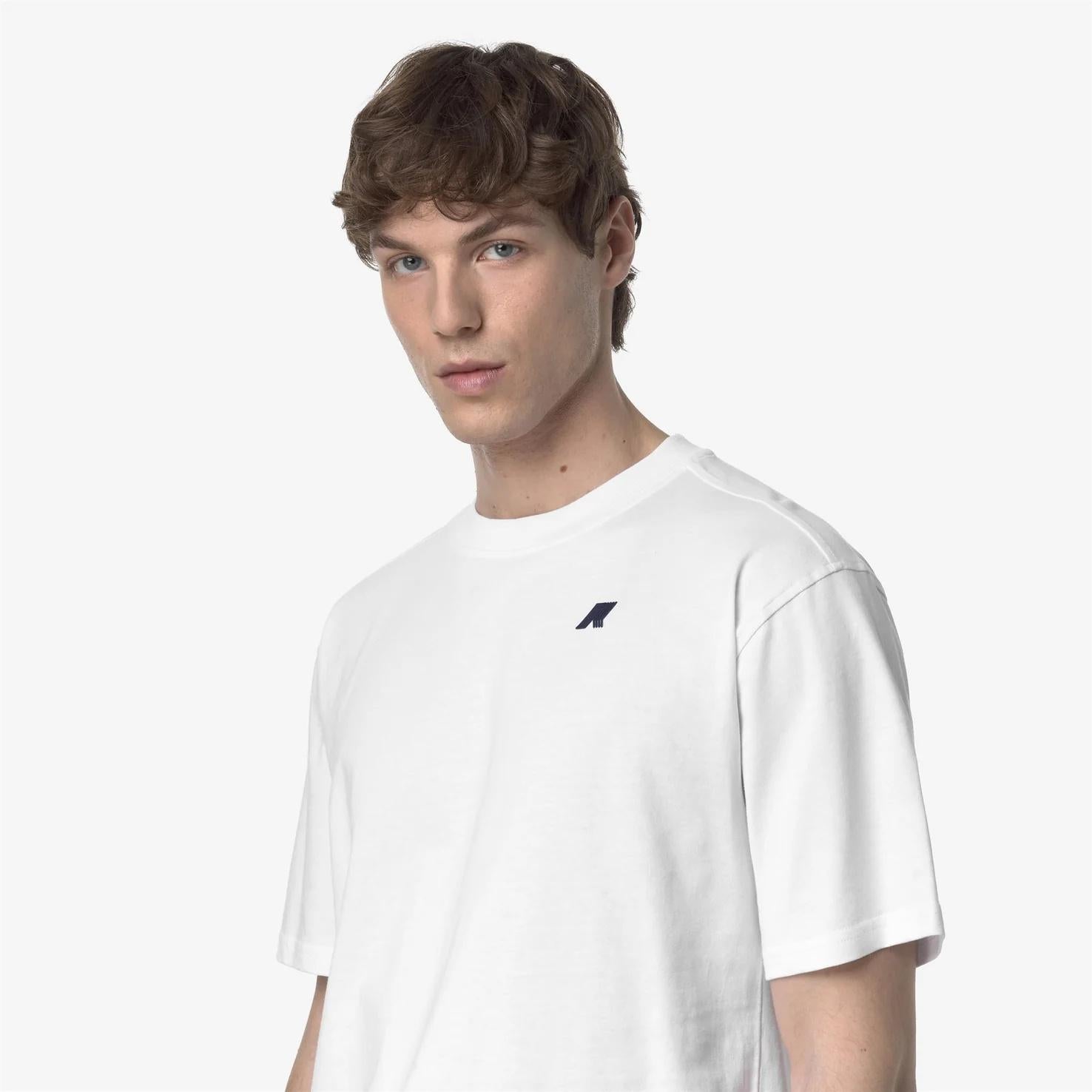 T-shirt casual da uomo bianco in cotone con stampa grafica K3138PW 001 K-WAY 