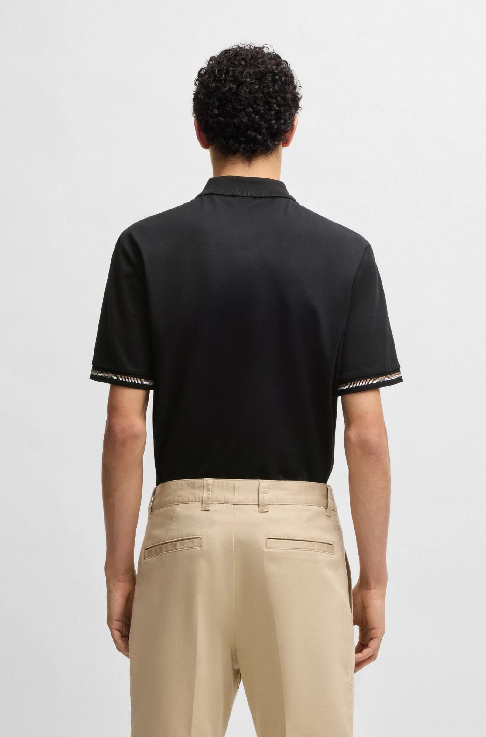 Polo regular fit in cotone mercerizzato con bordi a righe 50531850 001 BOSS 