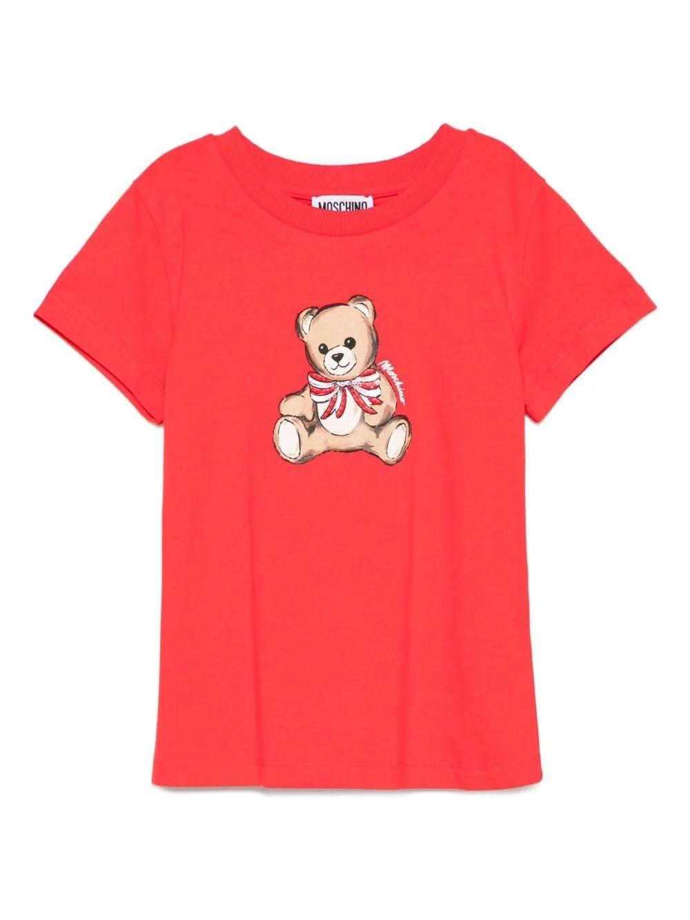 T-shirt con stampa teddy HCM06KLBA11 50109A MOSCHINO KID 