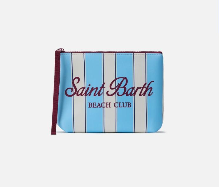 Pochette Aline in scuba a righe azzurre e logo Beach Club ALIN001 00605L MC2 SAINT BARTH 