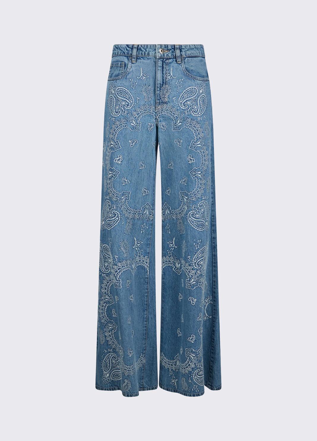 Pantaloni flare con ricami UA6147D0313 79016 LIU JO BLUE DENIM 