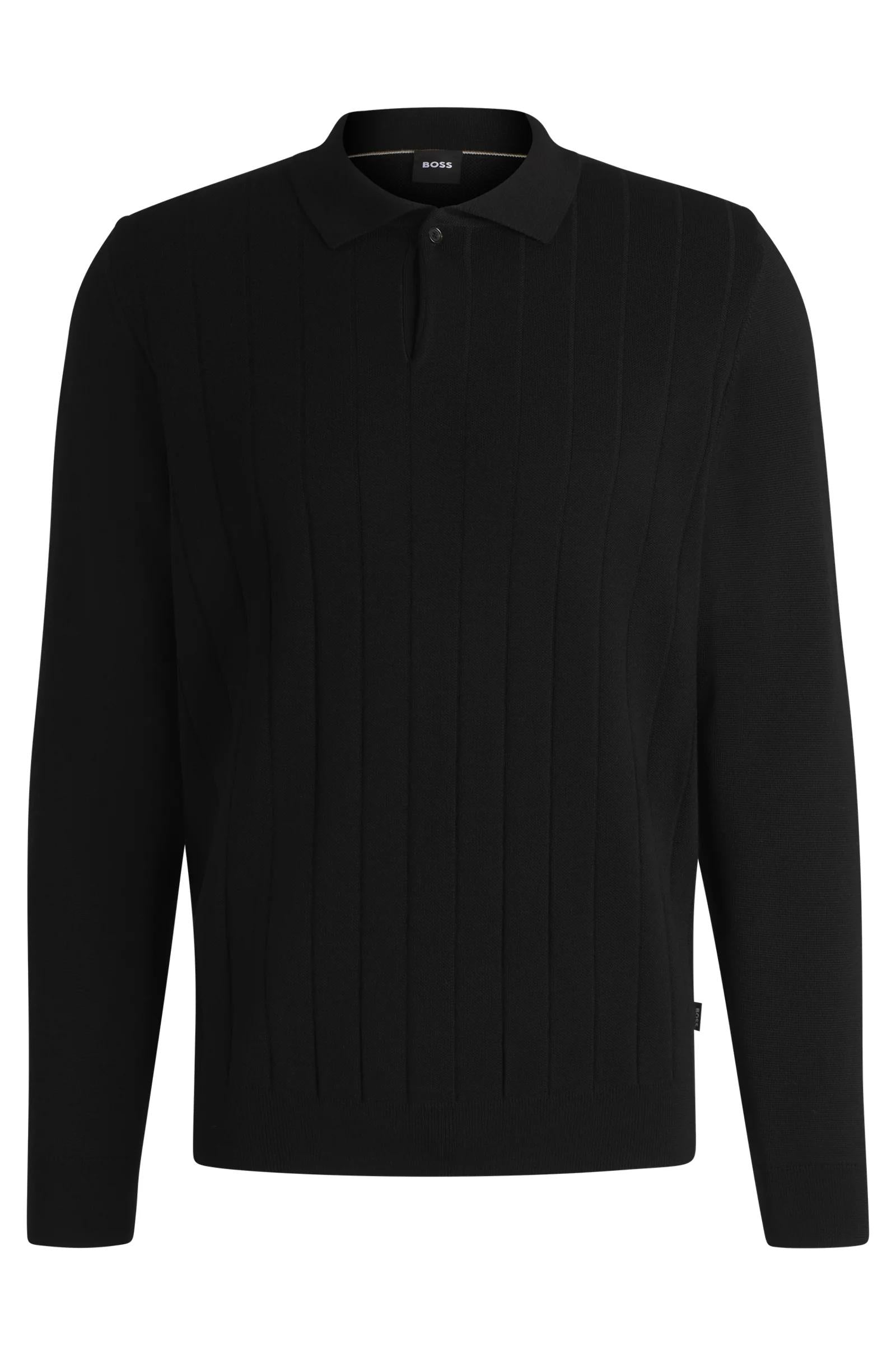 Polo in lana con righe lavorate a maglia 50531163 001 BOSS 