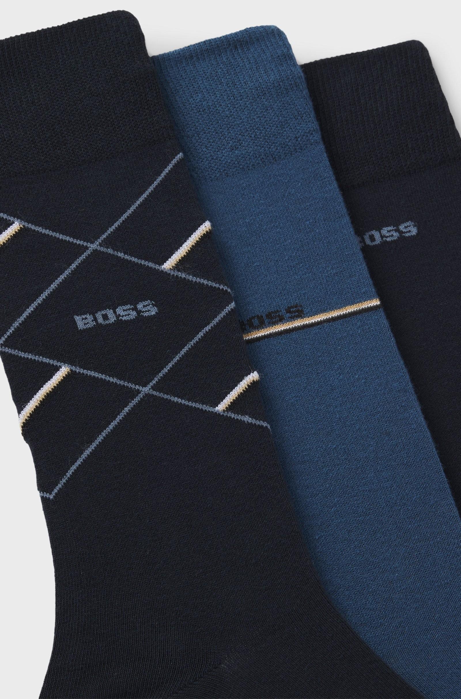 Calze ad altezza regolare con logo in confezione da tre 50547840 401 BOSS 