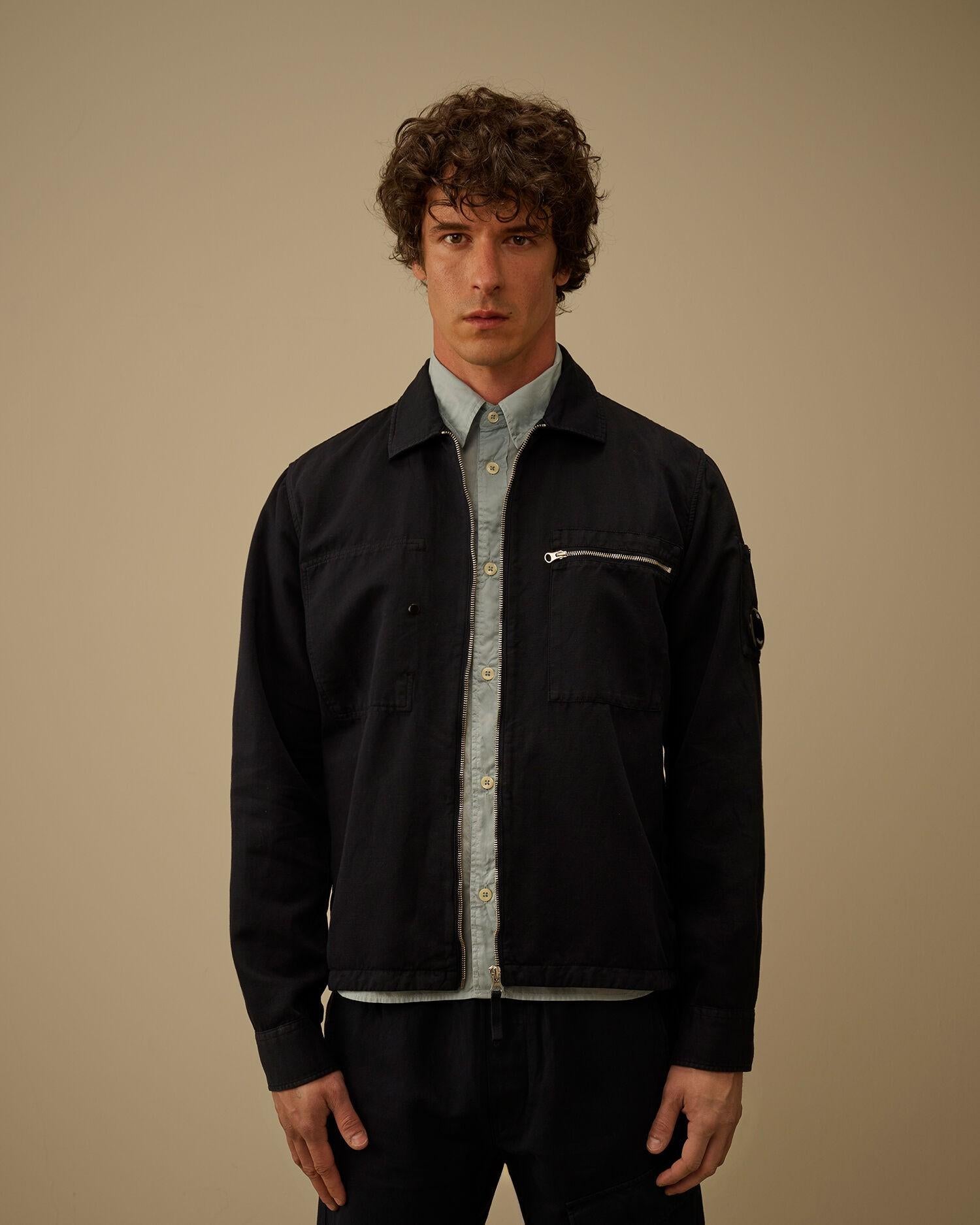 Cotton/Linen lens zip overshirt 20CMOS226A 888 C.P. COMPANY 