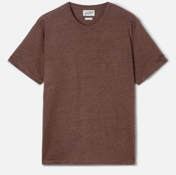 T-shirt Ecstasea in puro lino panna con logo ricamato ECS0003 00920L MC2 SAINT BARTH 