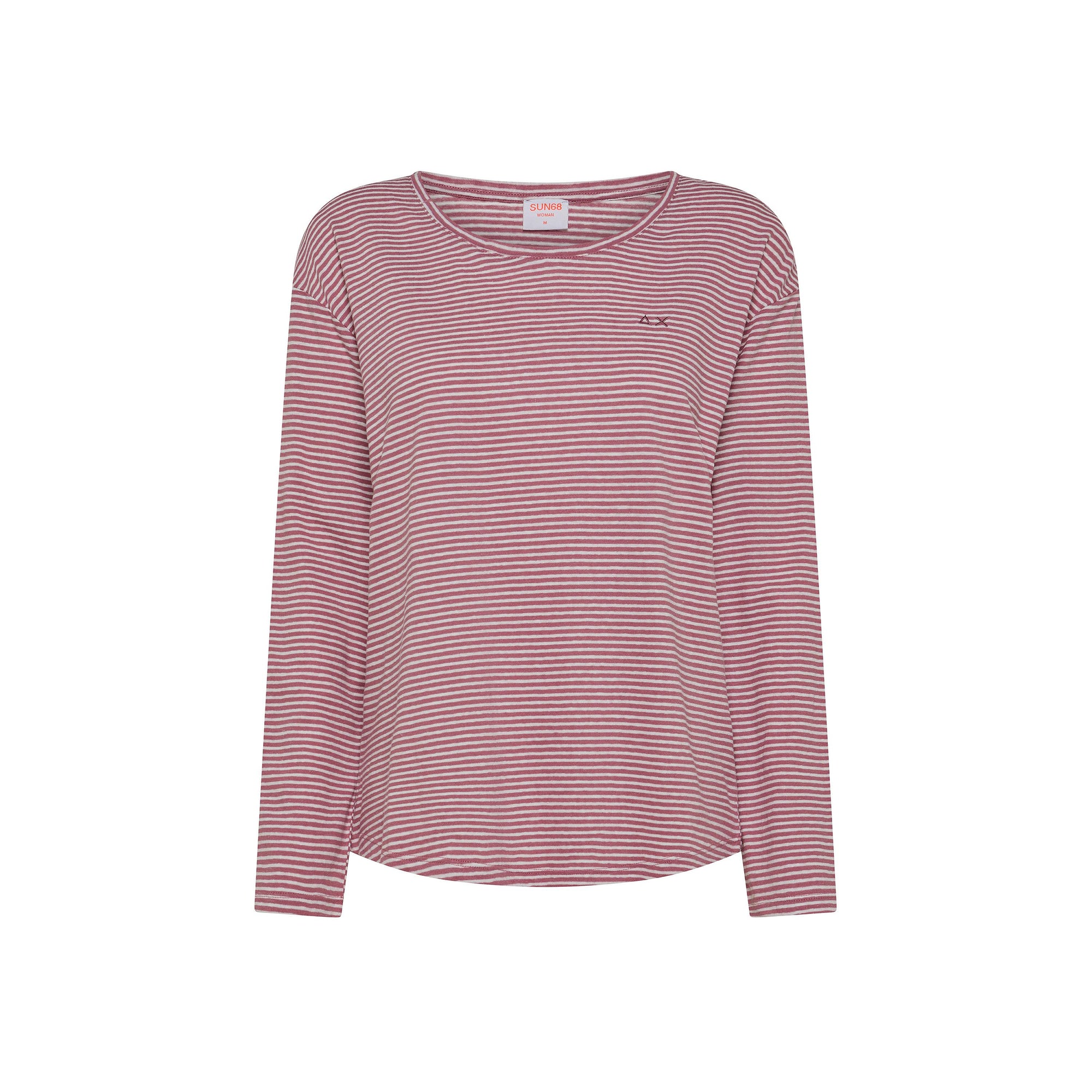 T-shirt in lino e cotone a righe T35233 3157 SUN68 