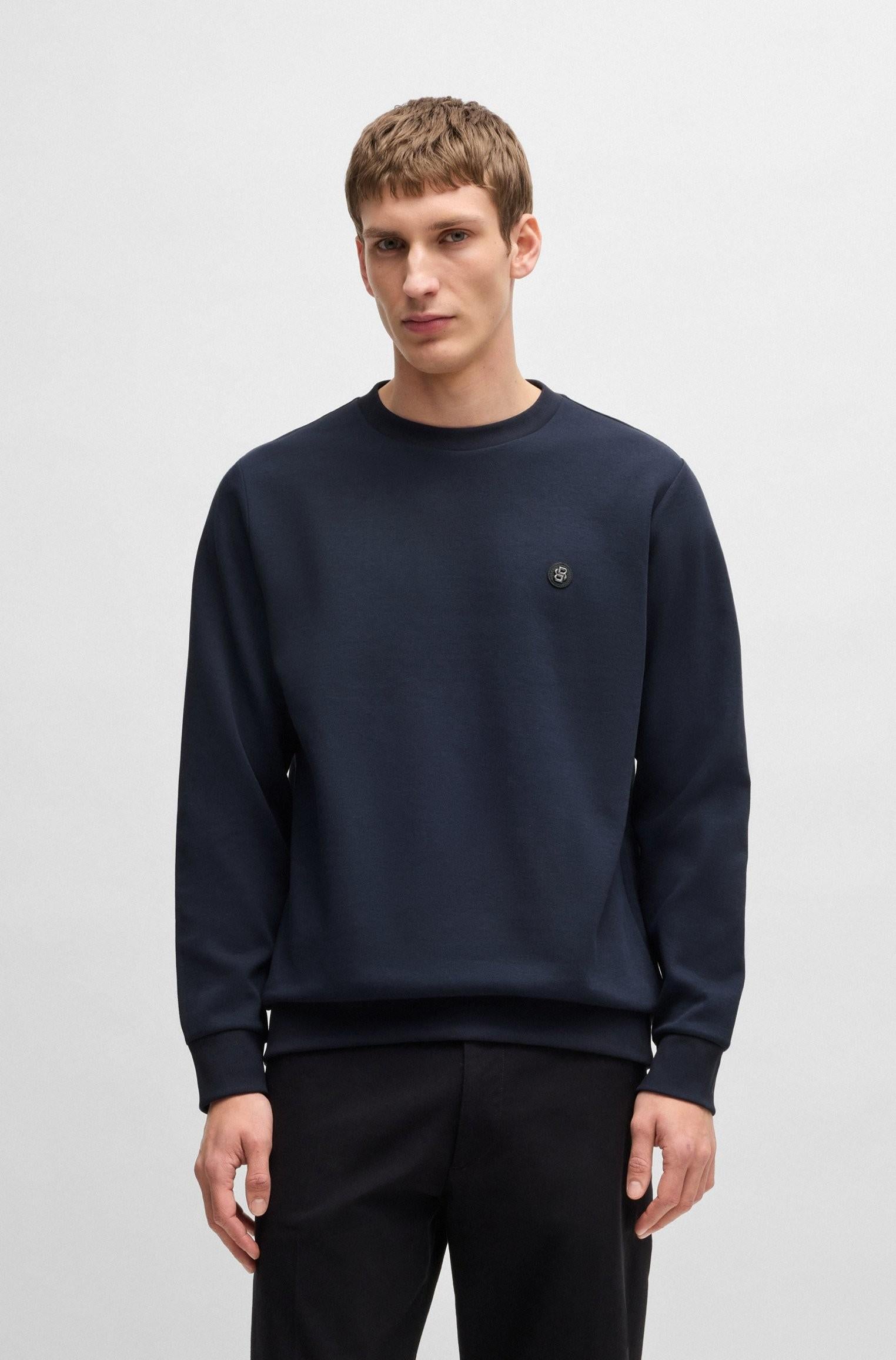 Felpa in misto cotone con monogramma Double B 50520302 404 BOSS 
