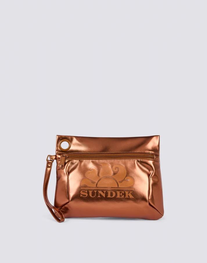 Borsa clutch laminata con logo AW416ABPU7LA B0300 SUNDEK 