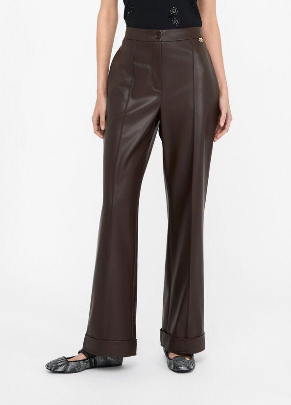 Pantaloni in tessuto spalmato MF5069E0624 90915 LIU JO WHITE2 