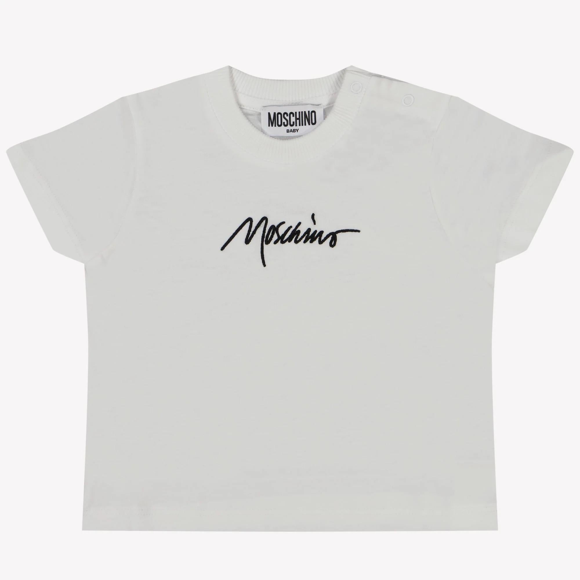 T-shirt logo lettering ricamo MQM047LAA01 10101 MOSCHINO BABY 