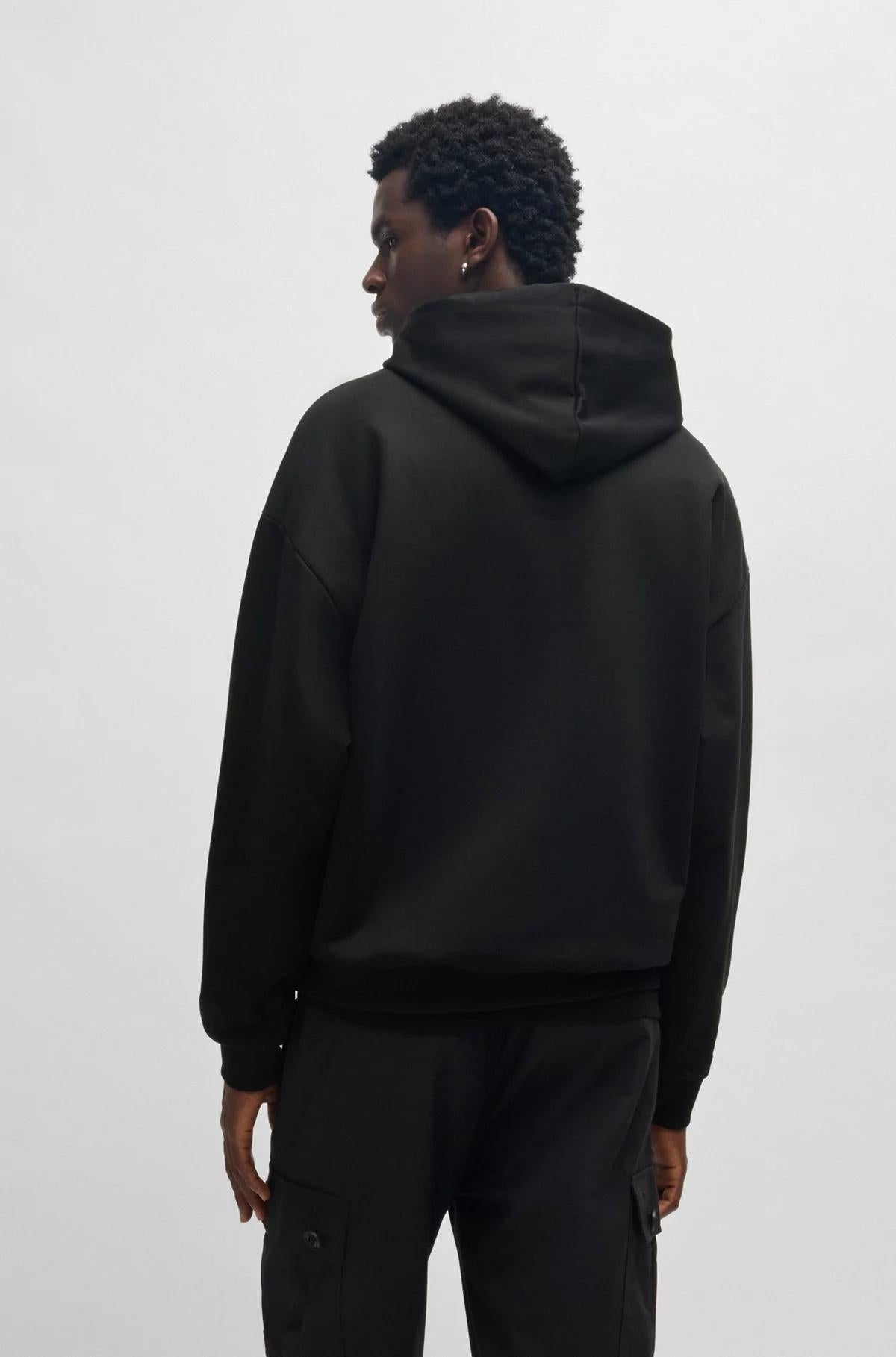 Felpa con cappuccio oversize in terry di cotone con logo tono su tono 50529090 001 HUGO 