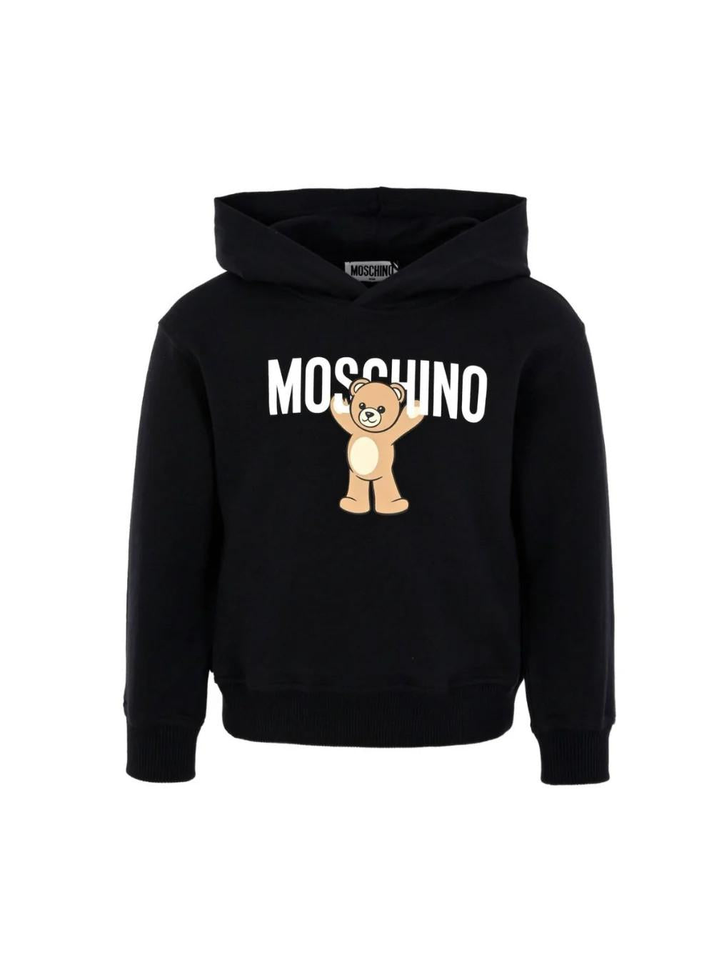 Felpa con stampa Teddy e cappuccio HUF09FLCA40 60100 MOSCHINO KID 