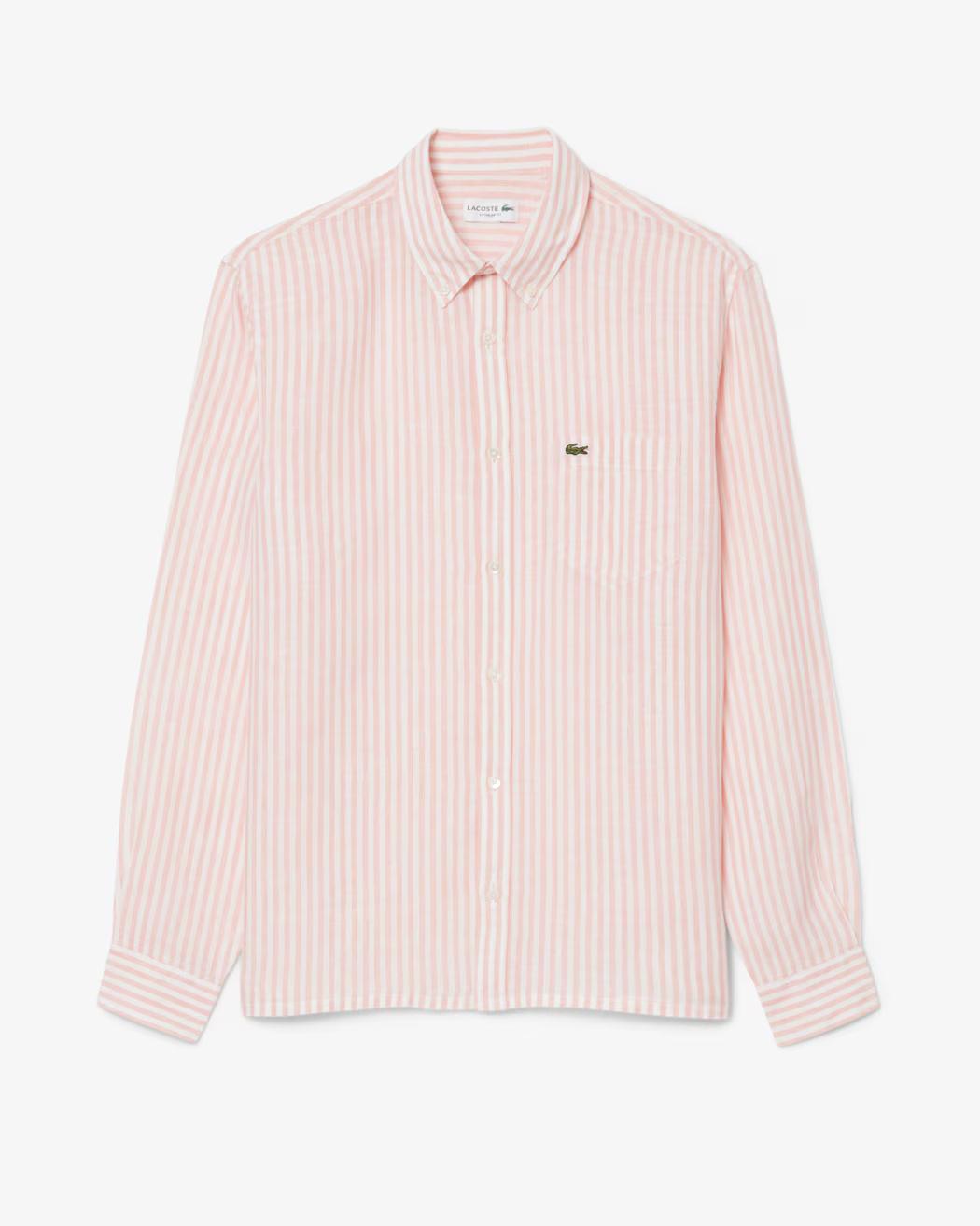 Camicia di lino a righe regular fit CH6985 TIM LACOSTE 