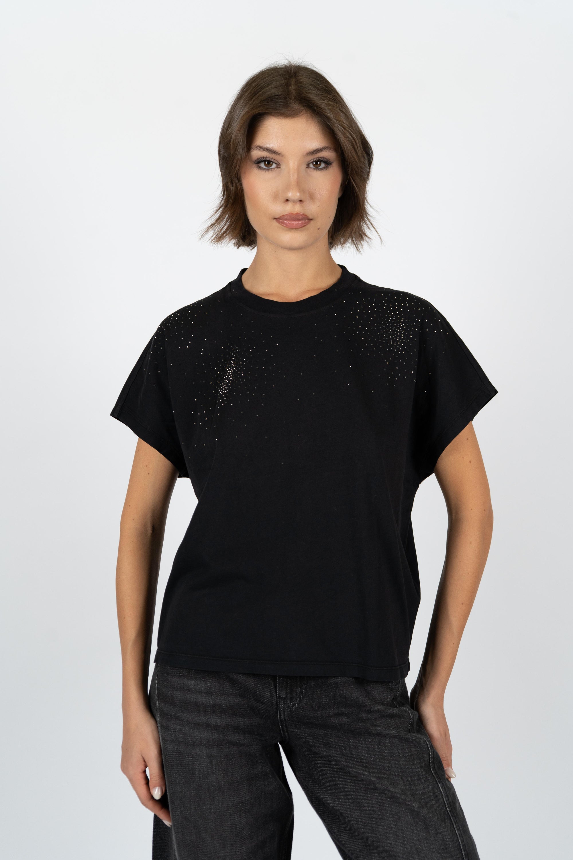 T-shirt con arte a cristallo in jersey di cotone 50547797 002 BOSS 