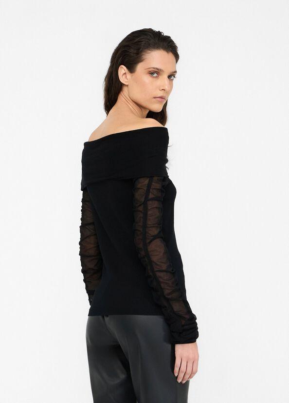 Maglia con scollo bardot CF5033MS99E 22222 LIU JO BLACK 