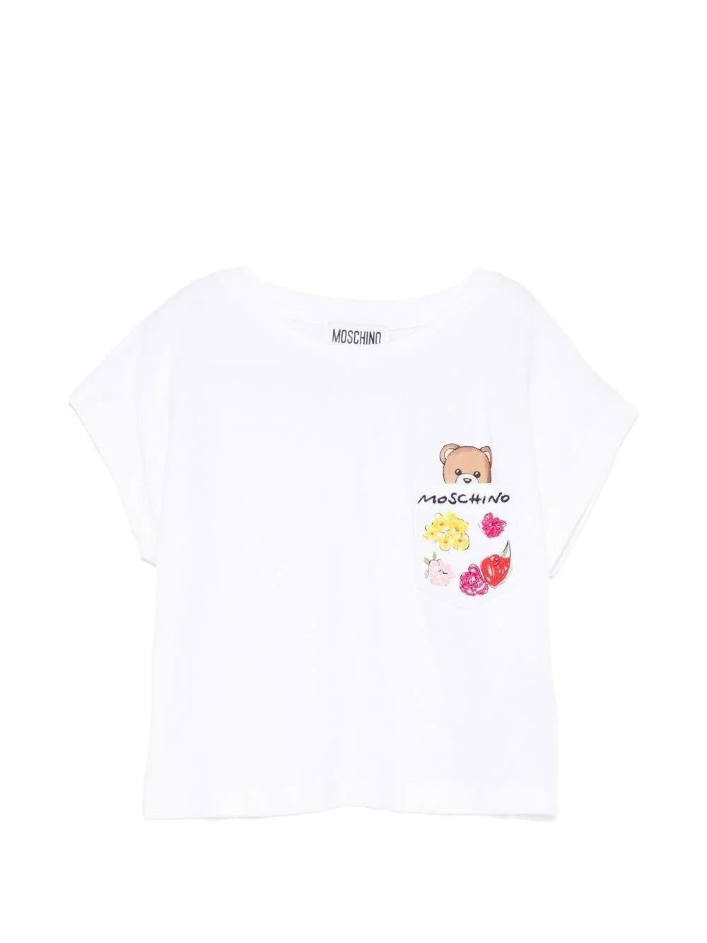T-shirt con stampa Teddy Bear HDM06XLFA06 10101 MOSCHINO KID 