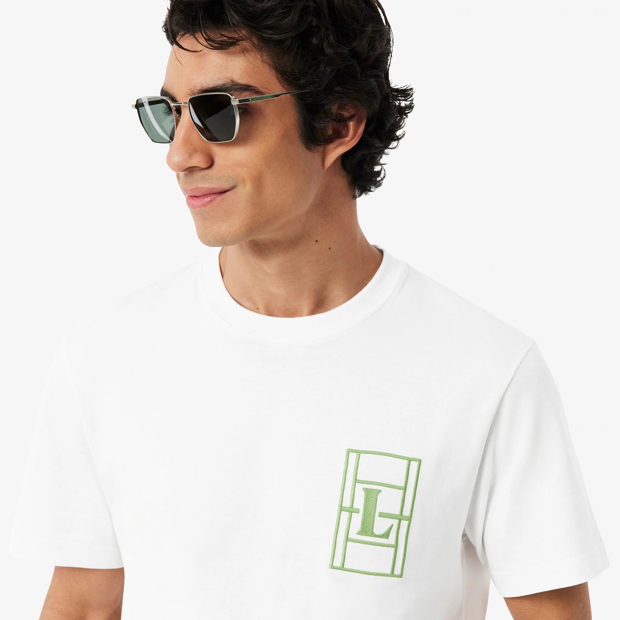 T-shirt in jersey pesante ricamato TH1716 001 LACOSTE 