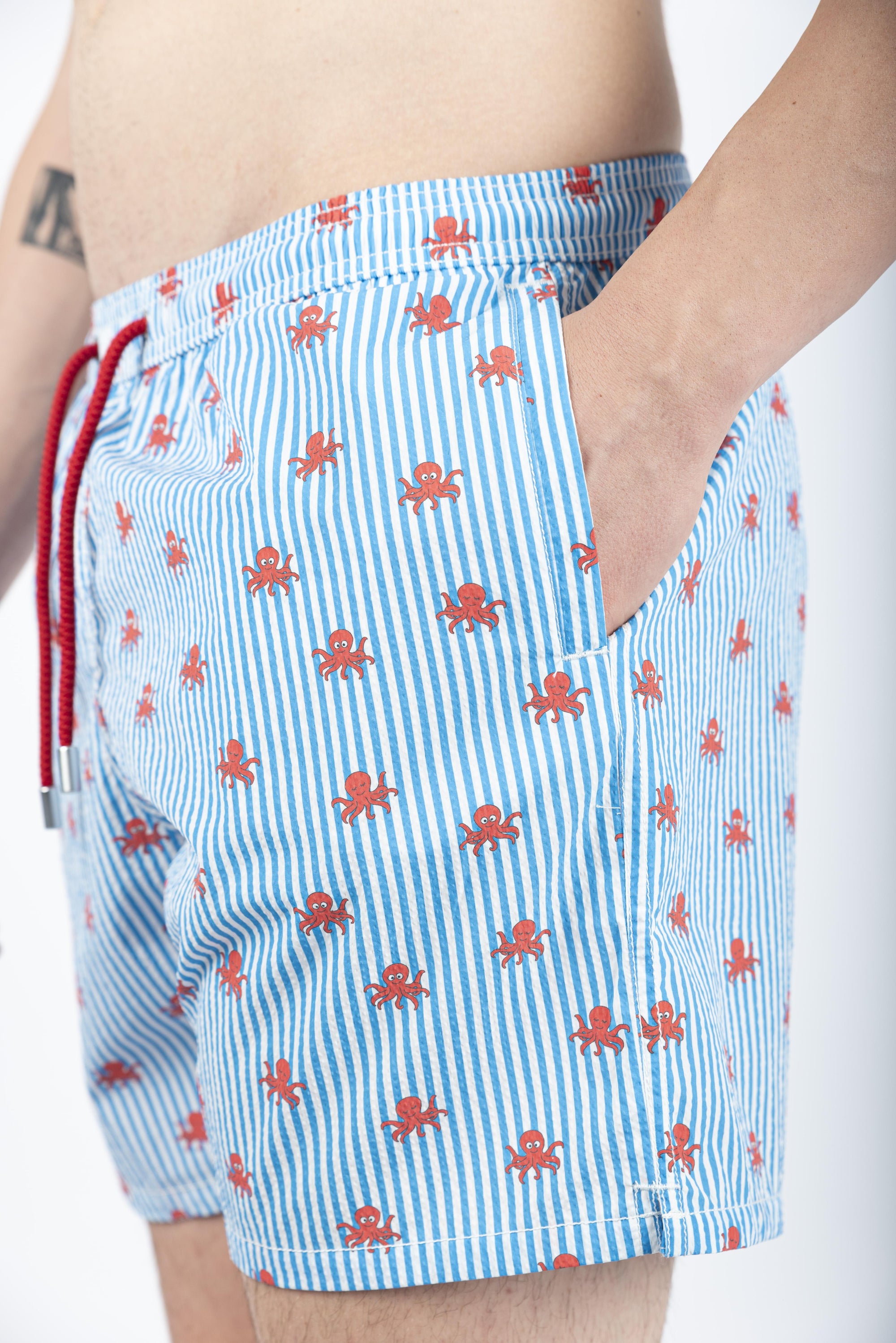 Costume classico leggero Patmos a righe azzurro PATM001 03559H MC2 SAINT BARTH 
