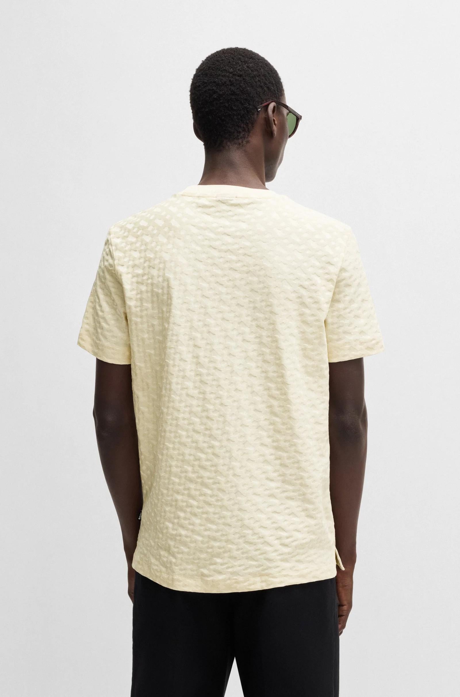 T-shirt in cotone mercerizzato con monogrammi jacquard 50537131 131 BOSS 