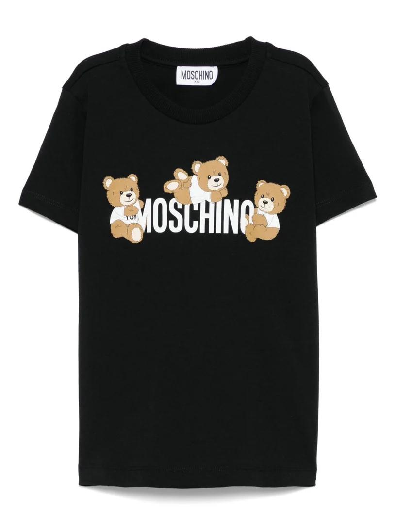 T-shirt con stampa logo Teddy Bear HUM059LAA23 60100 MOSCHINO KID 