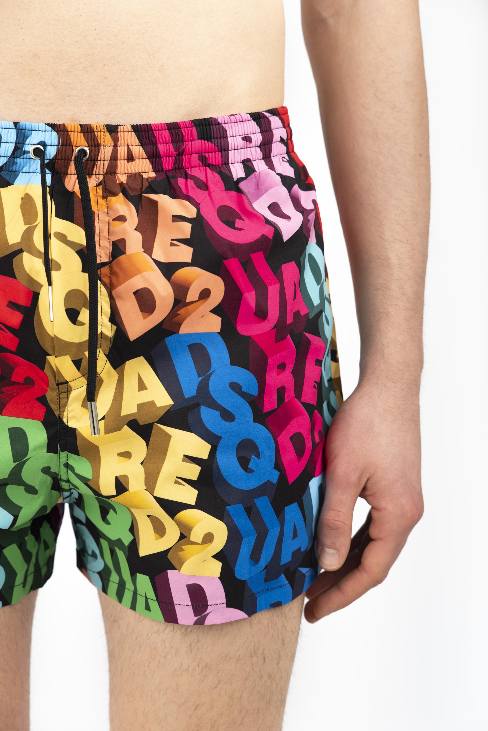 Swim boxer midi con all over logo  D7B646100 998 DSQUARED BEACHWEAR 