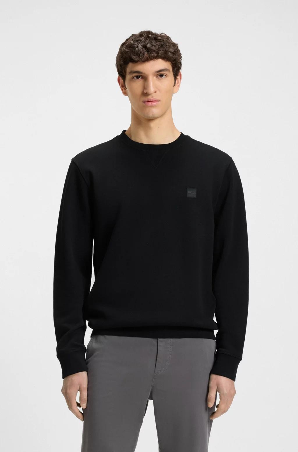 Felpa regular fit in terry di cotone con toppa con logo 50509323 001 BOSS 