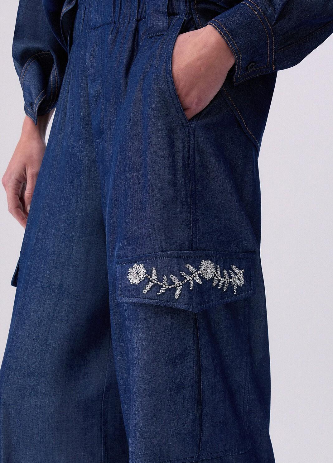 Jeans con castoni gioiello UA6290D4894 77000 LIU JO BLUE DENIM 