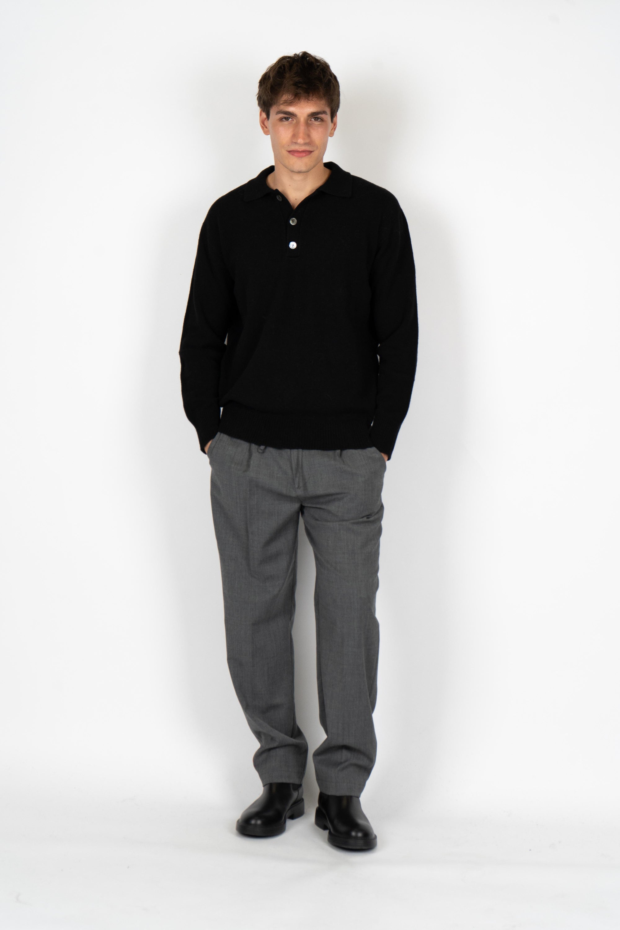 Maglione con colletto e bottoni B9F0032 A99 AMARANTO 