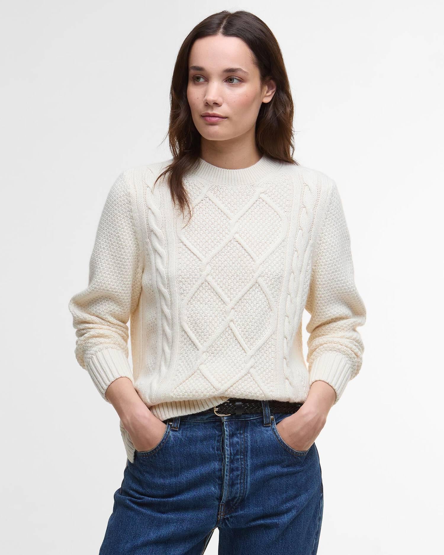 Maglione girocollo Burne con motivo a rombi LKN1572 WH51 BARBOUR 