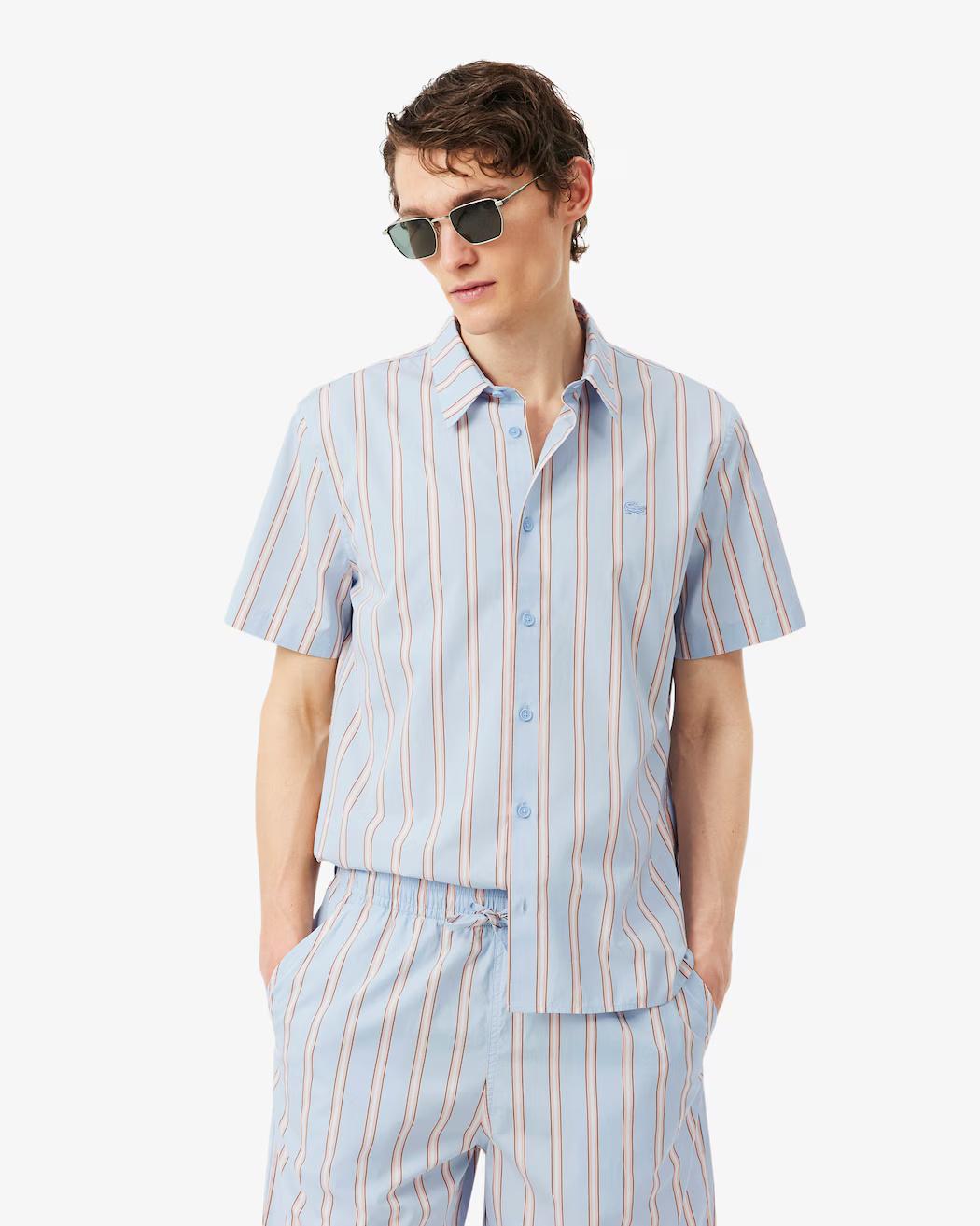 Camicia regular fit in popeline a righe CH2344 ZWV LACOSTE 
