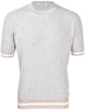 T-shirt in maglia lavorazione trecce e coste grigio