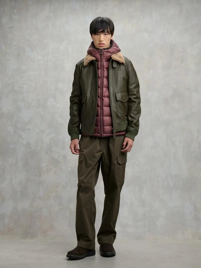 Bomber cheiton con collo in pelliccia 25WBLUL01308 670 BLAUER 