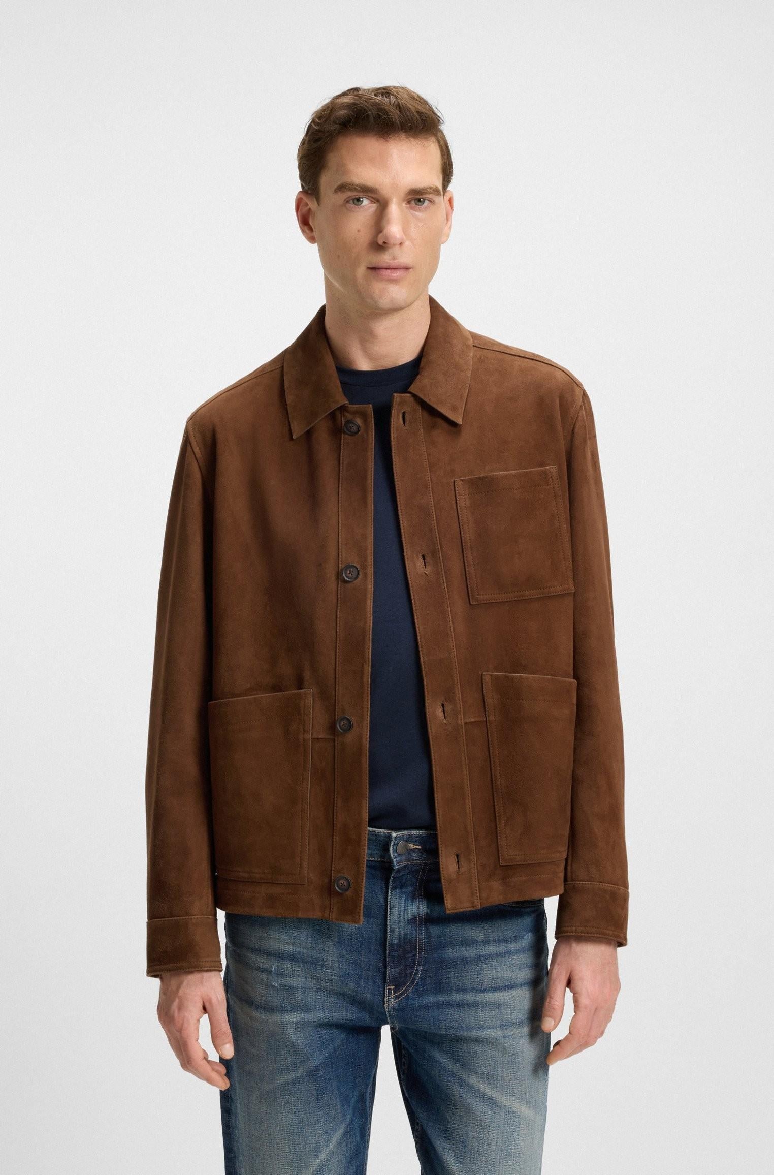 Giubbotto regular fit in pelle scamosciata nappalan 50543204 217 BOSS 