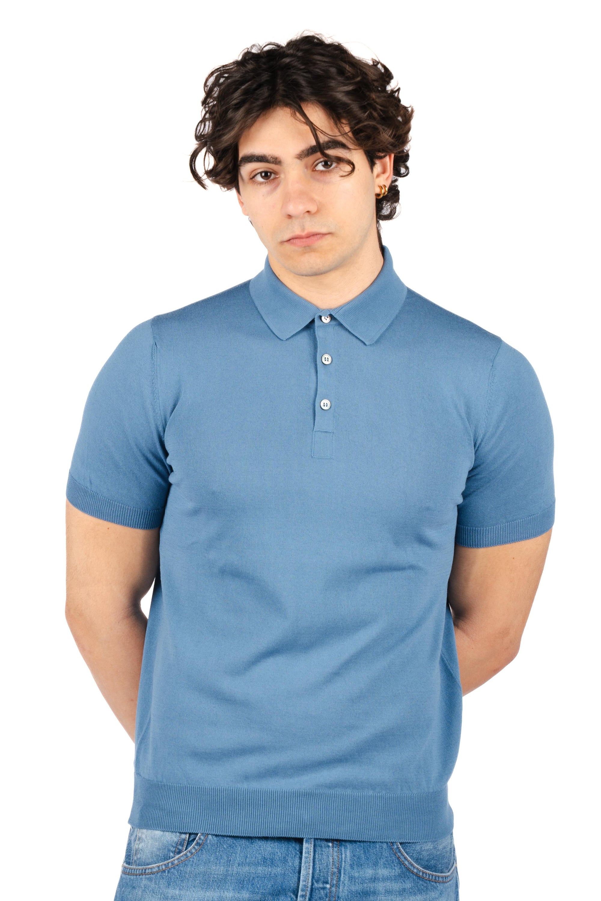 Polo in maglia fresh cotton azzurro polvere 57119/20615 520 GRAN SASSO 