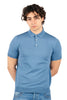 Fresh cotton powder blue knit polo shirt