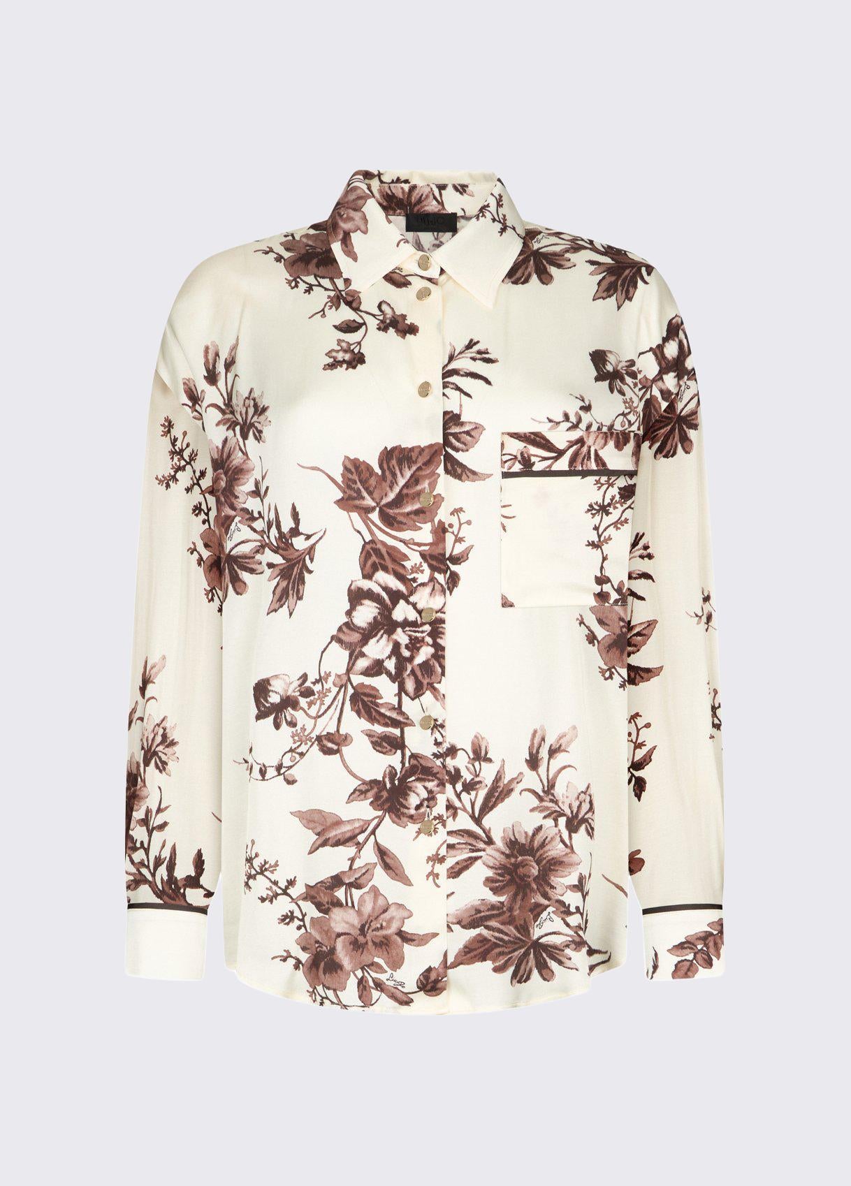 Camicia in raso stampato CA6366TS061 P9654 LIU JO BLACK 
