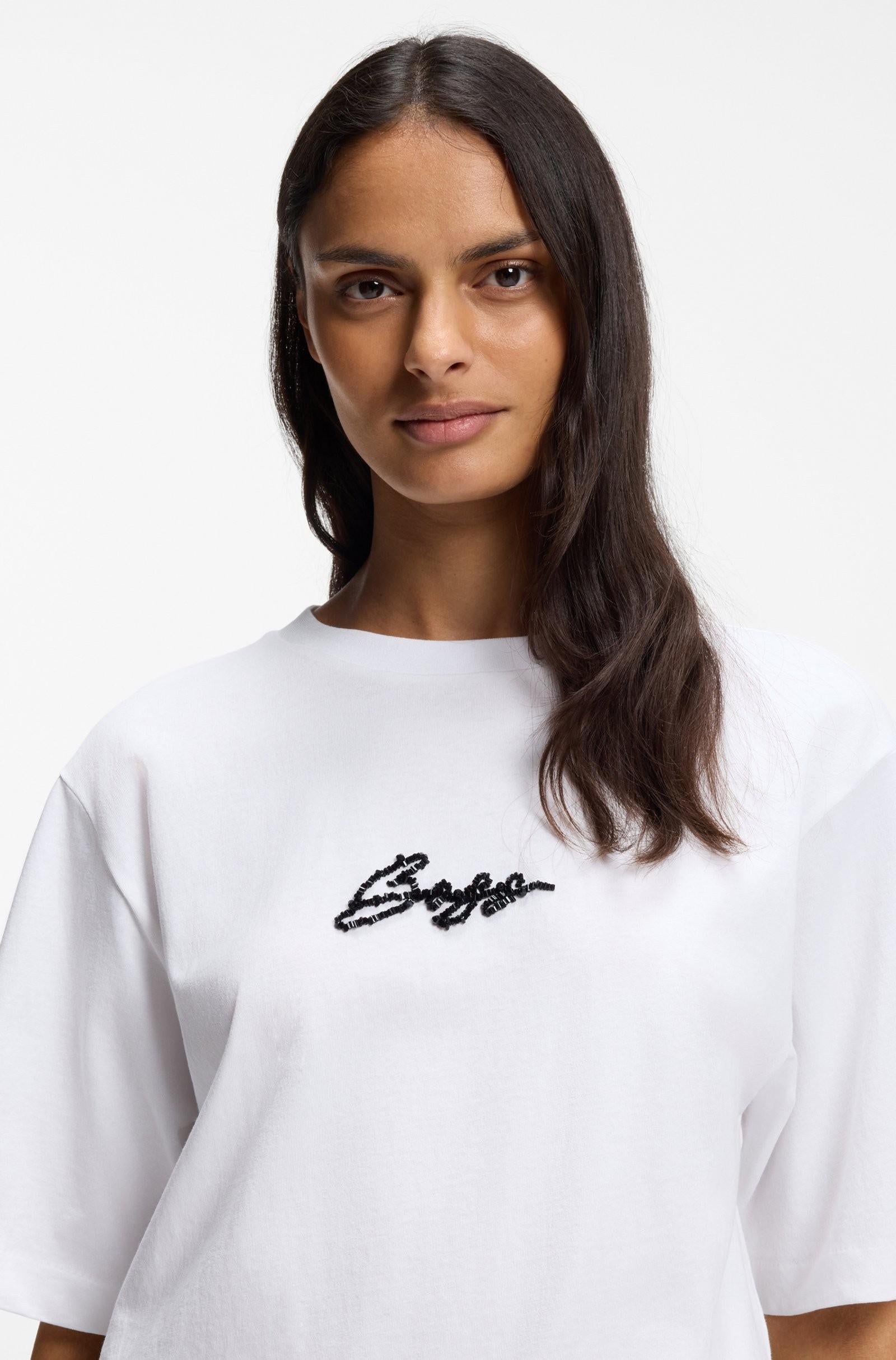 T-shirt in jersey di cotone con stampa grafica 50559075 100 BOSS 