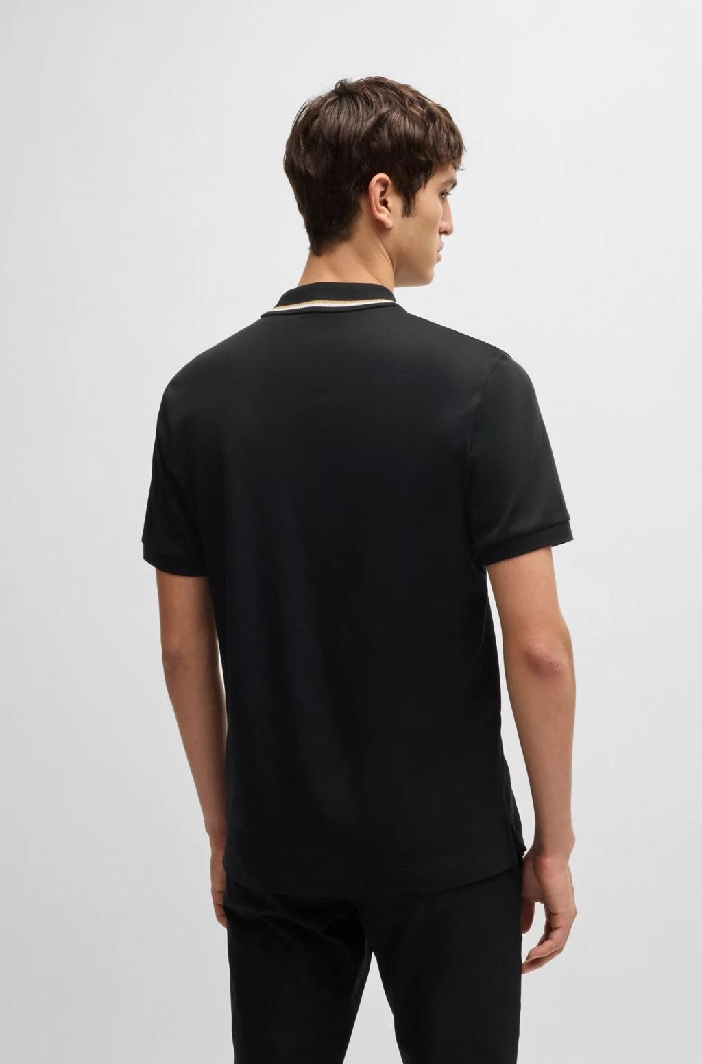 Polo slim fit in cotone con colletto a righe 50469360 001 BOSS 
