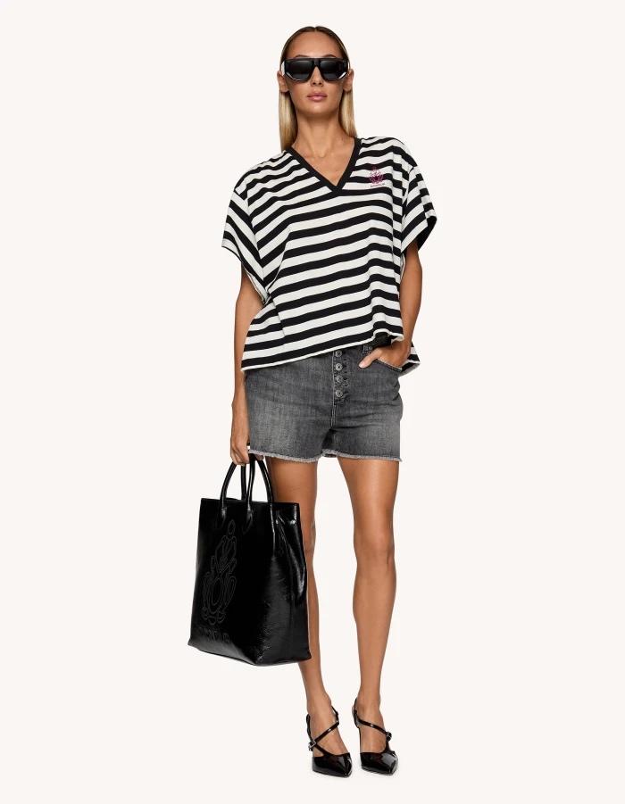 T-shirt scollo a V regular DS030JF0357DIY3 107 DONDUP 