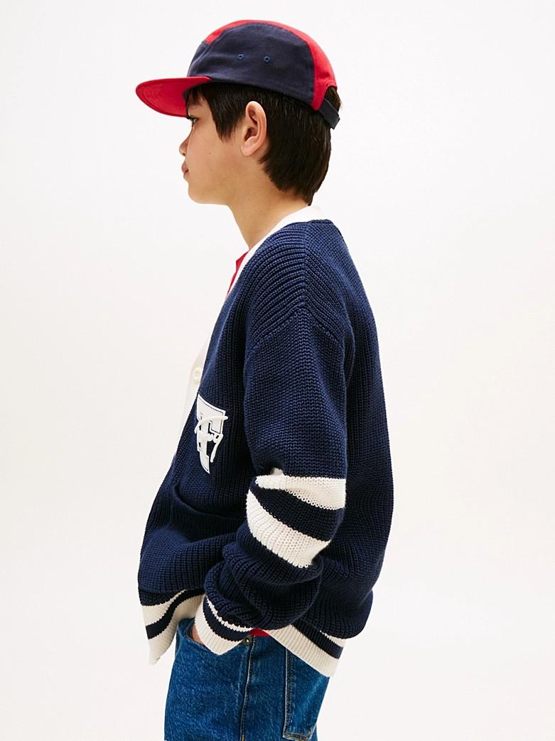 Cardigan Varsity con scollatura a V e logo KB0KB09757T C1G TOMMY HILFIGER 