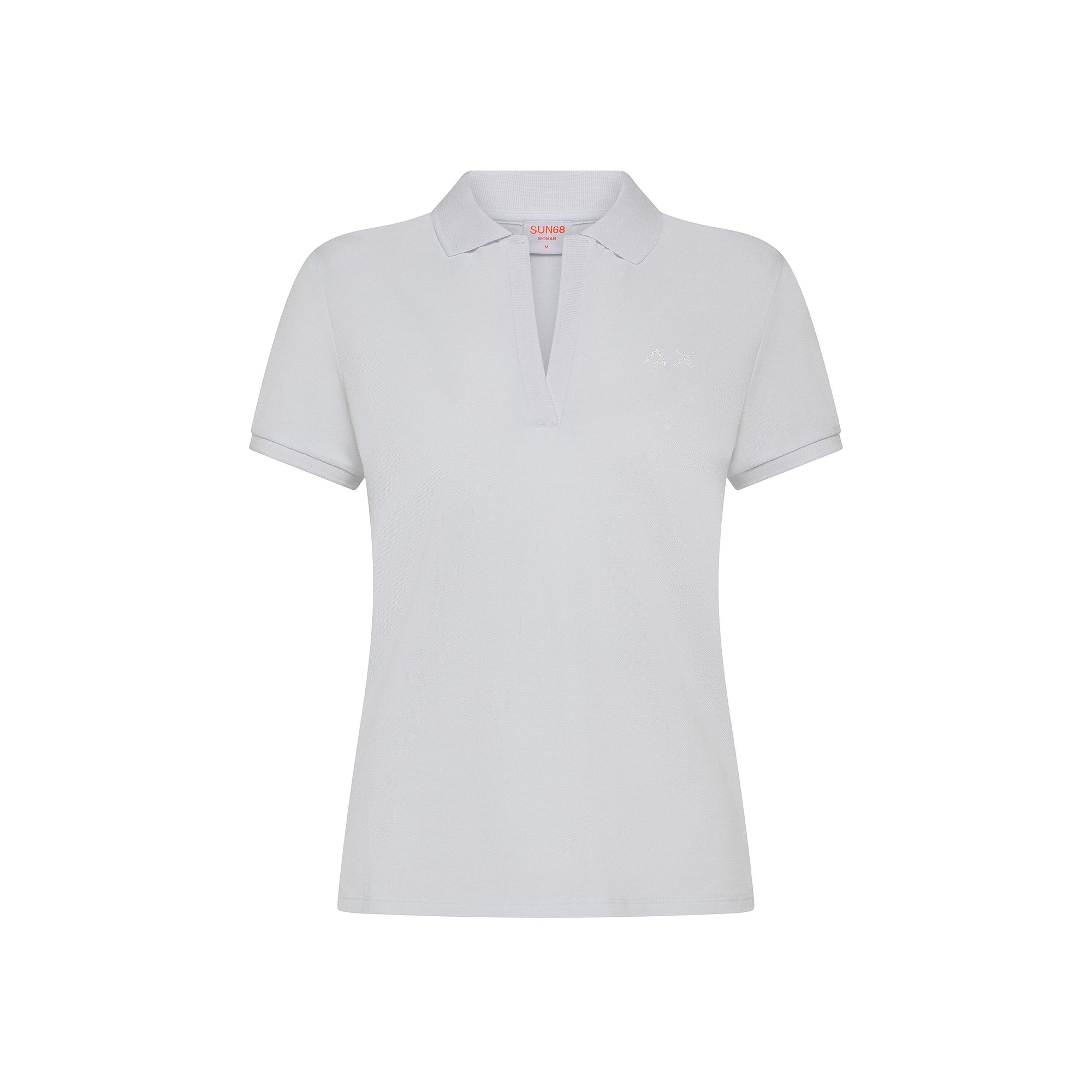 Polo in piquet con logo in strass A35202 01 SUN68 