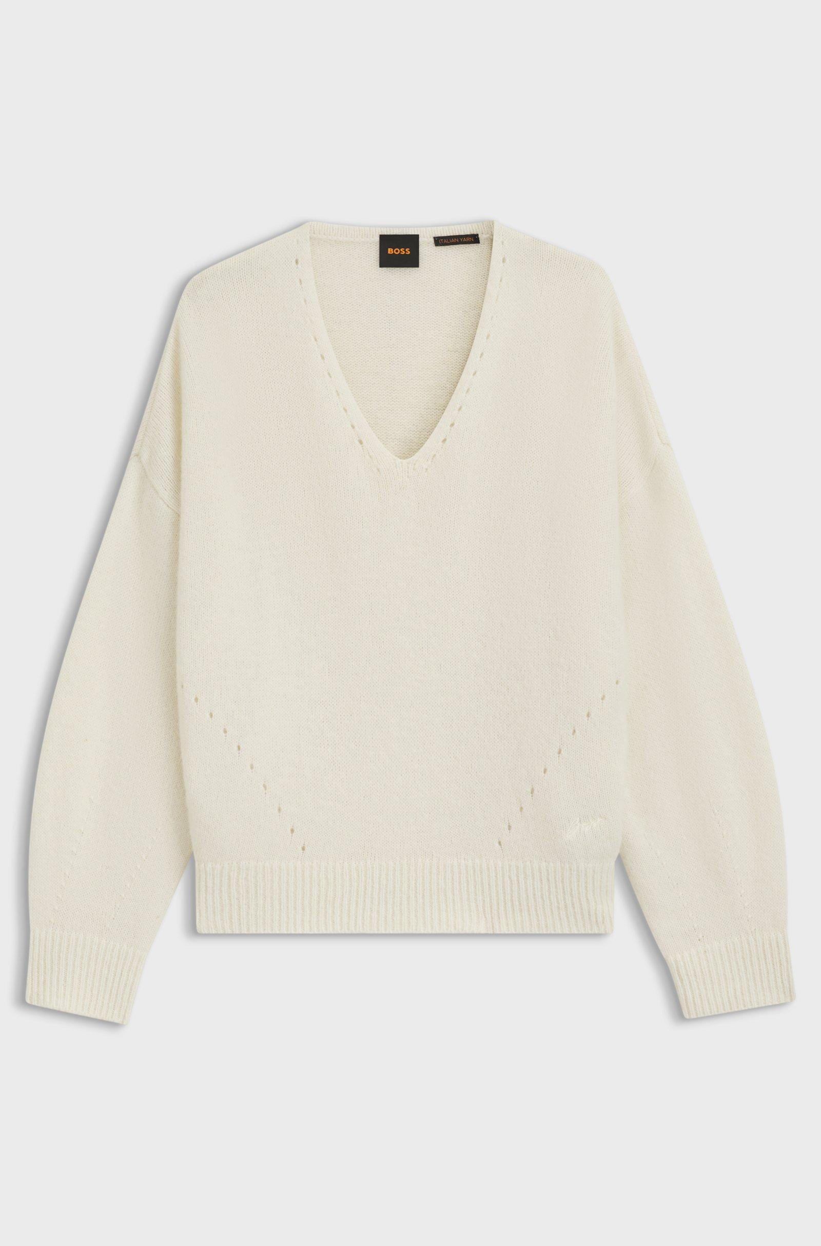 Maglione con scollo a V in filato italiano 50550464 118 BOSS 