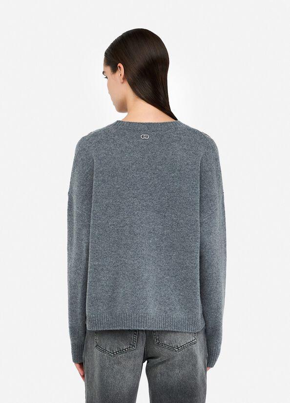 Maglia 100% lana con cut-out MF5039MS009 02050 LIU JO WHITE2 