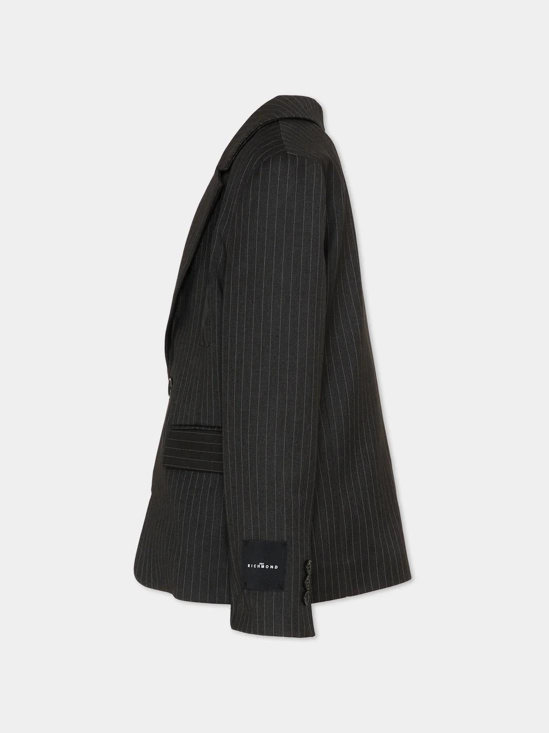 Giacca monopetto a righe RBP26075GC GREYDARK RICHMOND 