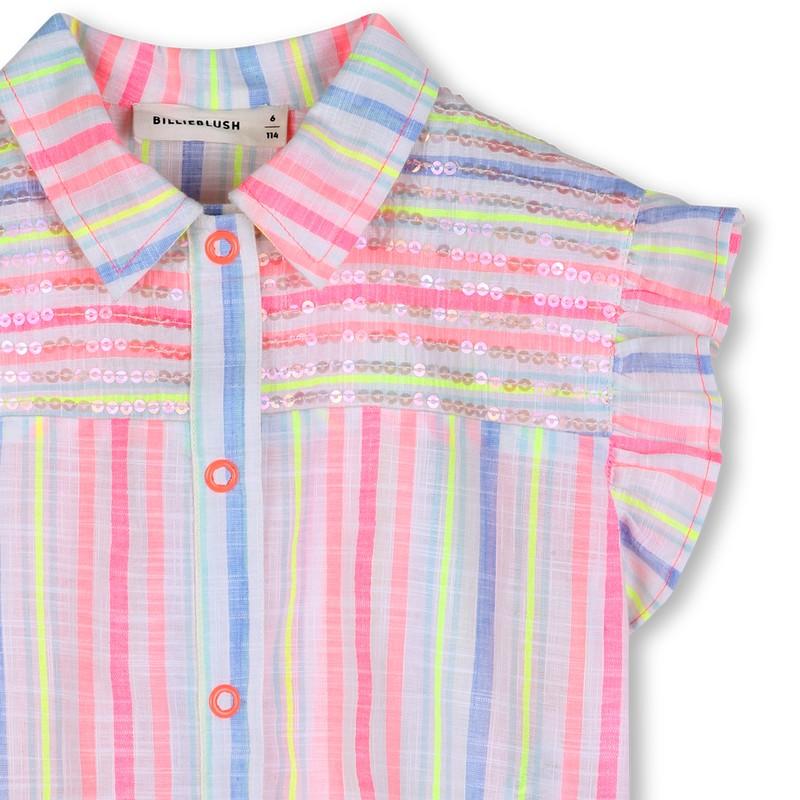 Striped Shirt With Ruffled Sleeves U22108 Z41A BILLIEBLUSH 