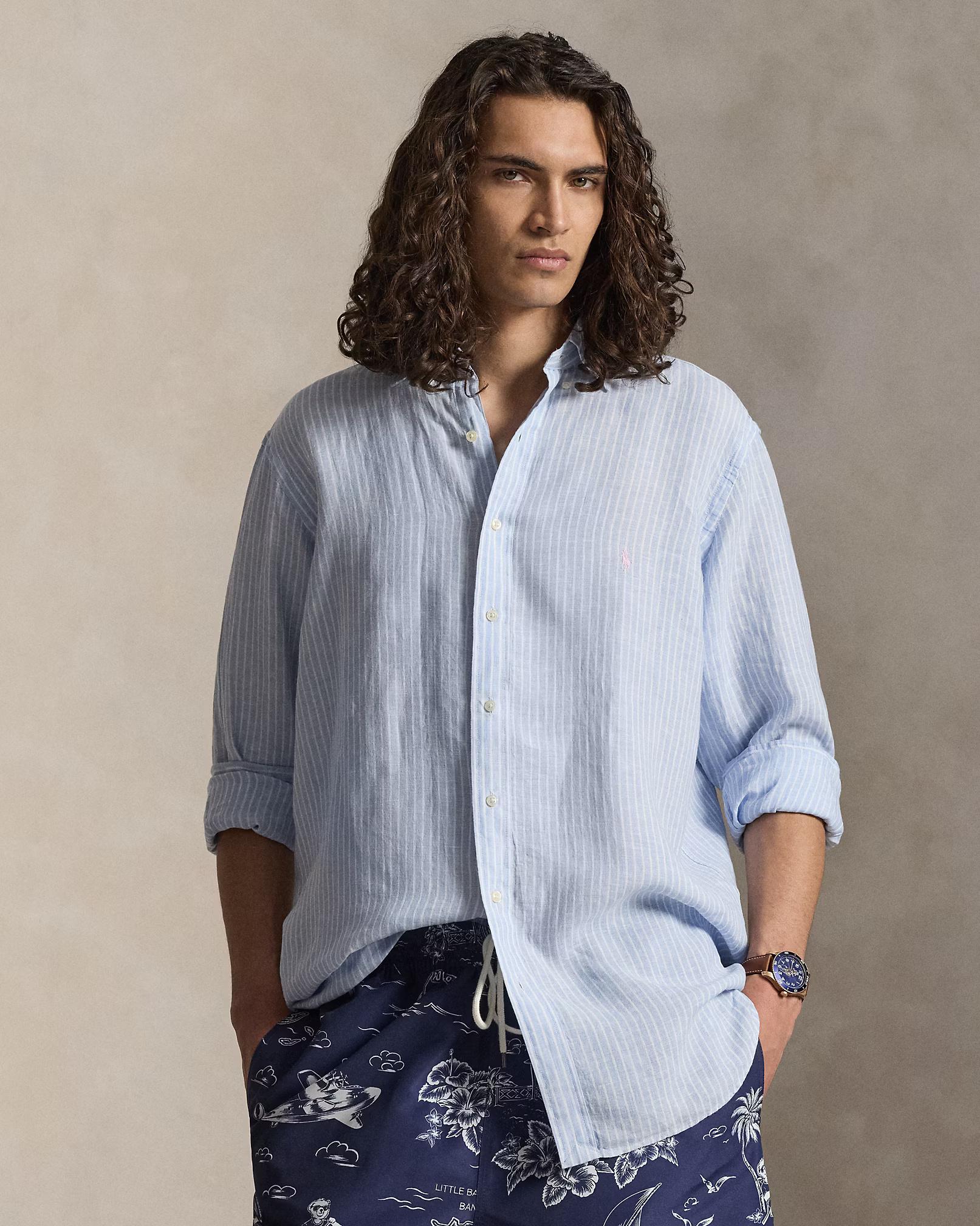 Camicia in lino a righe 710B15594 005 POLO RALPH LAUREN 