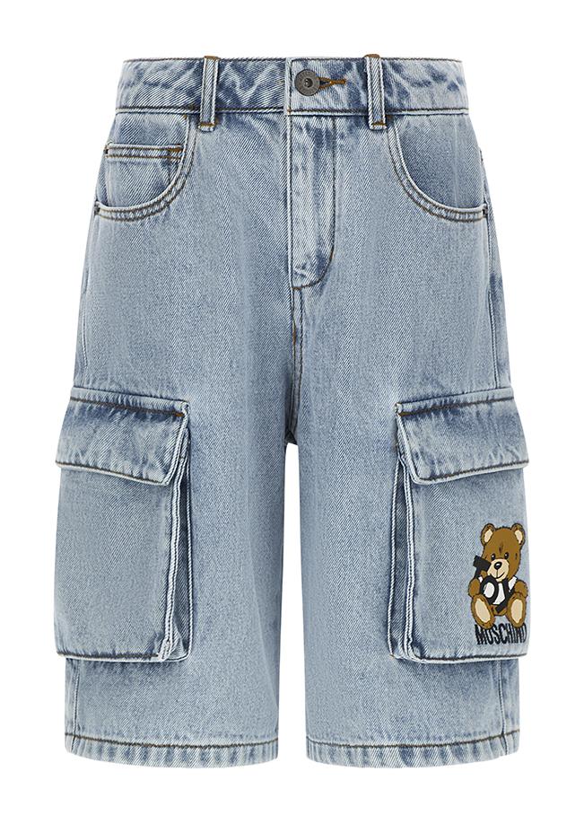 Shorts cargo con motivo Teddy Bear HUQ023L0E08 40186 MOSCHINO KID 